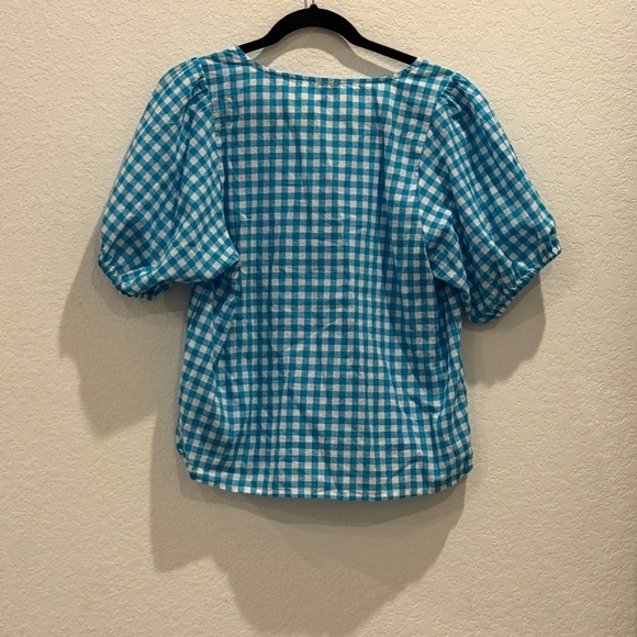 J. Crew Blue Grahams Checkered Blouse - Picture 4 of 5
